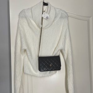 White Fuzzy Turtleneck Sweater